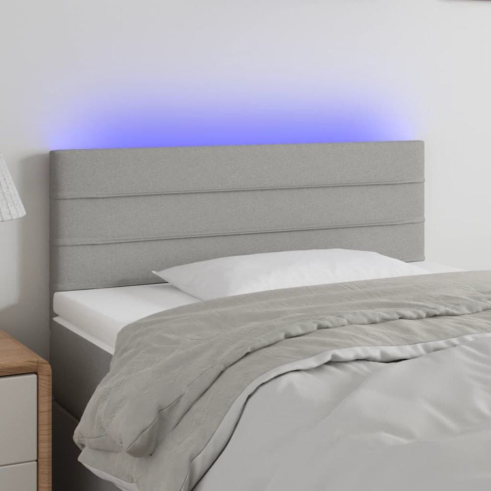 Vidaxl Čelo postele s LED bledosivé 100x5x78/88 cm látka